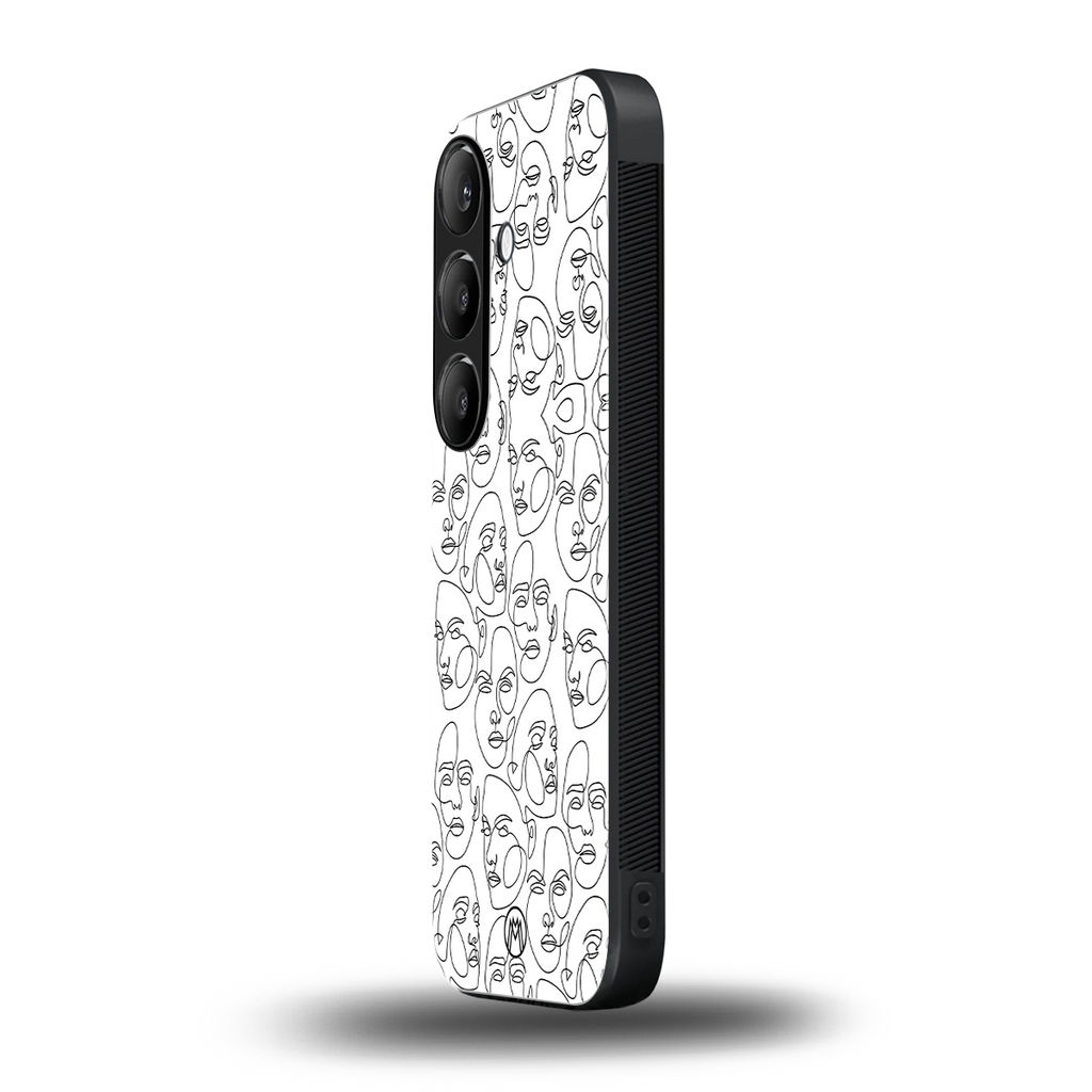 many faces white back phone cover | glass case for samsung galaxy s25 plus