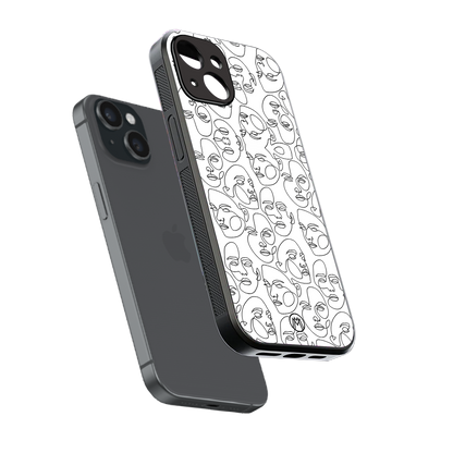 many faces white back phone cover | glass case for iphone 15