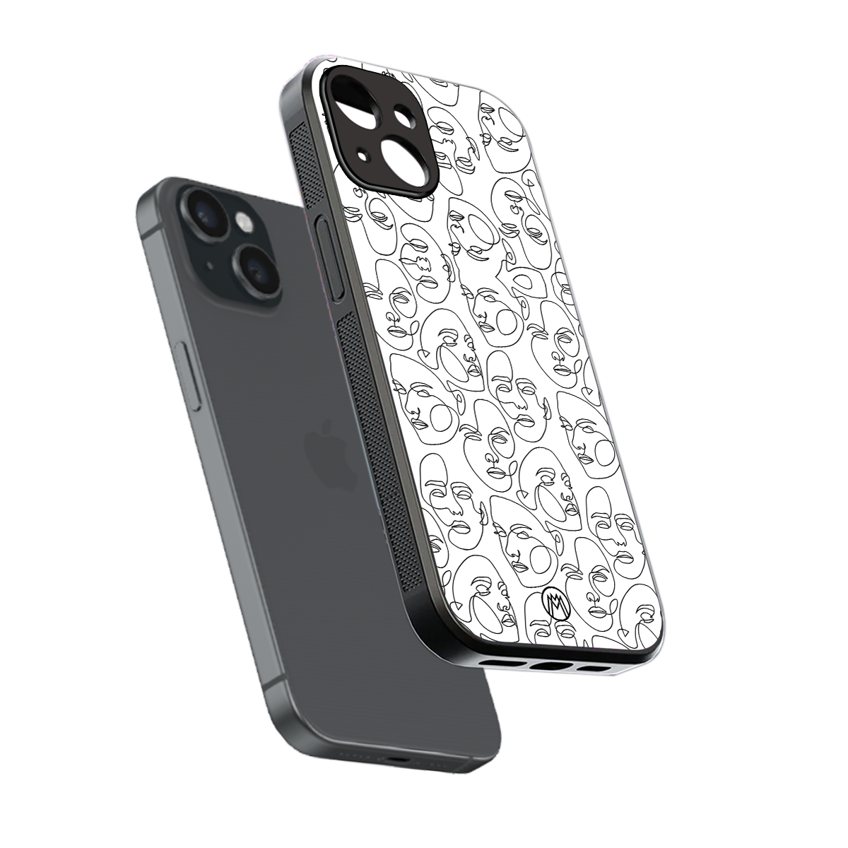 many faces white back phone cover | glass case for iphone 14