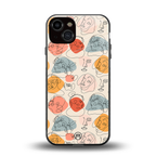 many faces yellow back phone cover | glass case for iphone 13