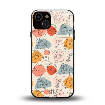 many faces yellow back phone cover | glass case for iphone 13
