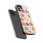 many faces yellow back phone cover | glass case for iphone 14 plus