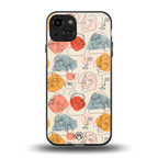 many faces yellow back phone cover | glass case for iphone 15