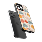 many faces yellow back phone cover | glass case for iphone 15 pro
