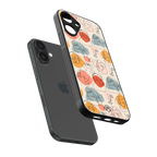 many faces yellow back phone cover | glass case for iphone 16 plus