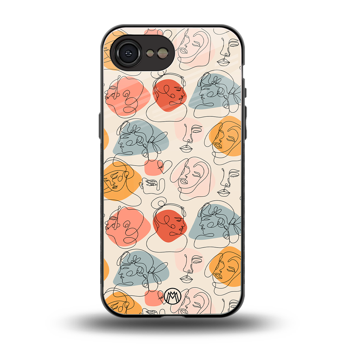 many faces yellow back phone cover | glass case for iphone 16e