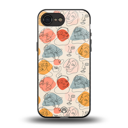many faces yellow back phone cover | glass case for iphone 16e
