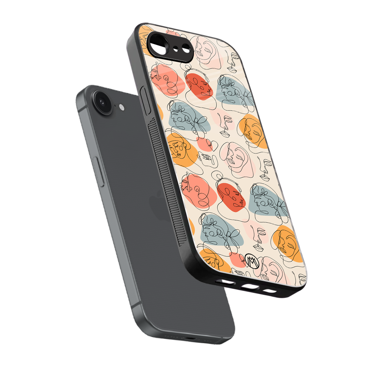 many faces yellow back phone cover | glass case for iphone 16e