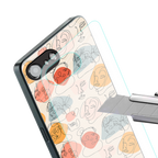 many faces yellow back phone cover | glass case for iphone 16e