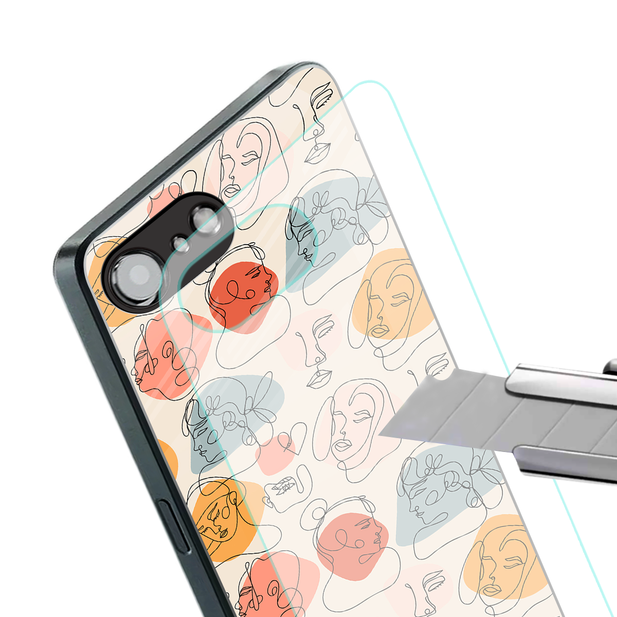 many faces yellow back phone cover | glass case for iphone 16e