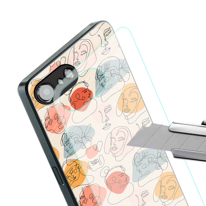 many faces yellow back phone cover | glass case for iphone 16e