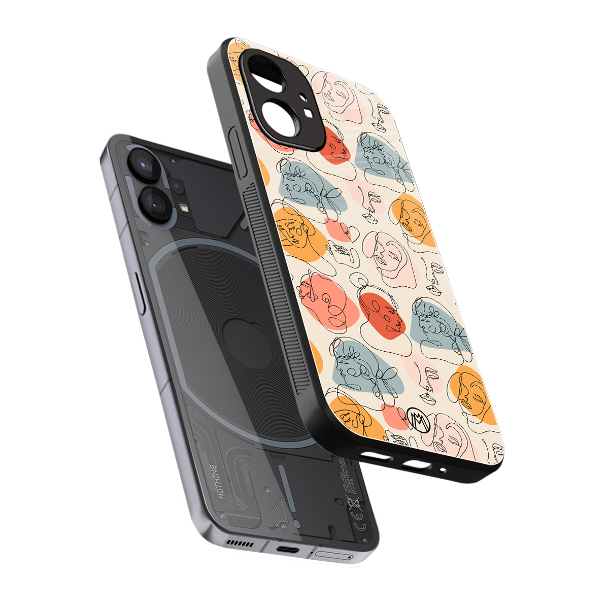 many faces yellow back phone cover | glass case for nothing phone 1