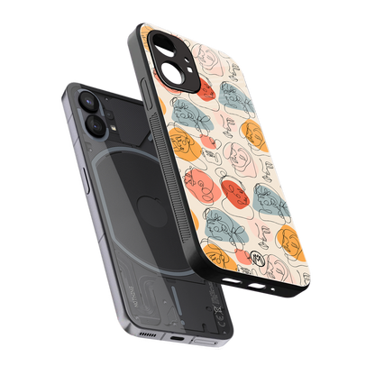 many faces yellow back phone cover | glass case for nothing phone 1