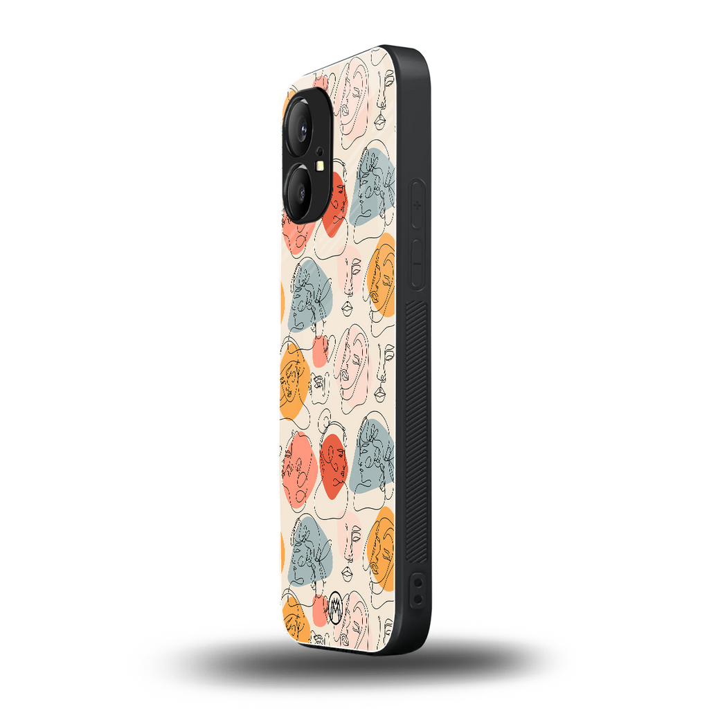 many faces yellow back phone cover | glass case for nothing phone 1
