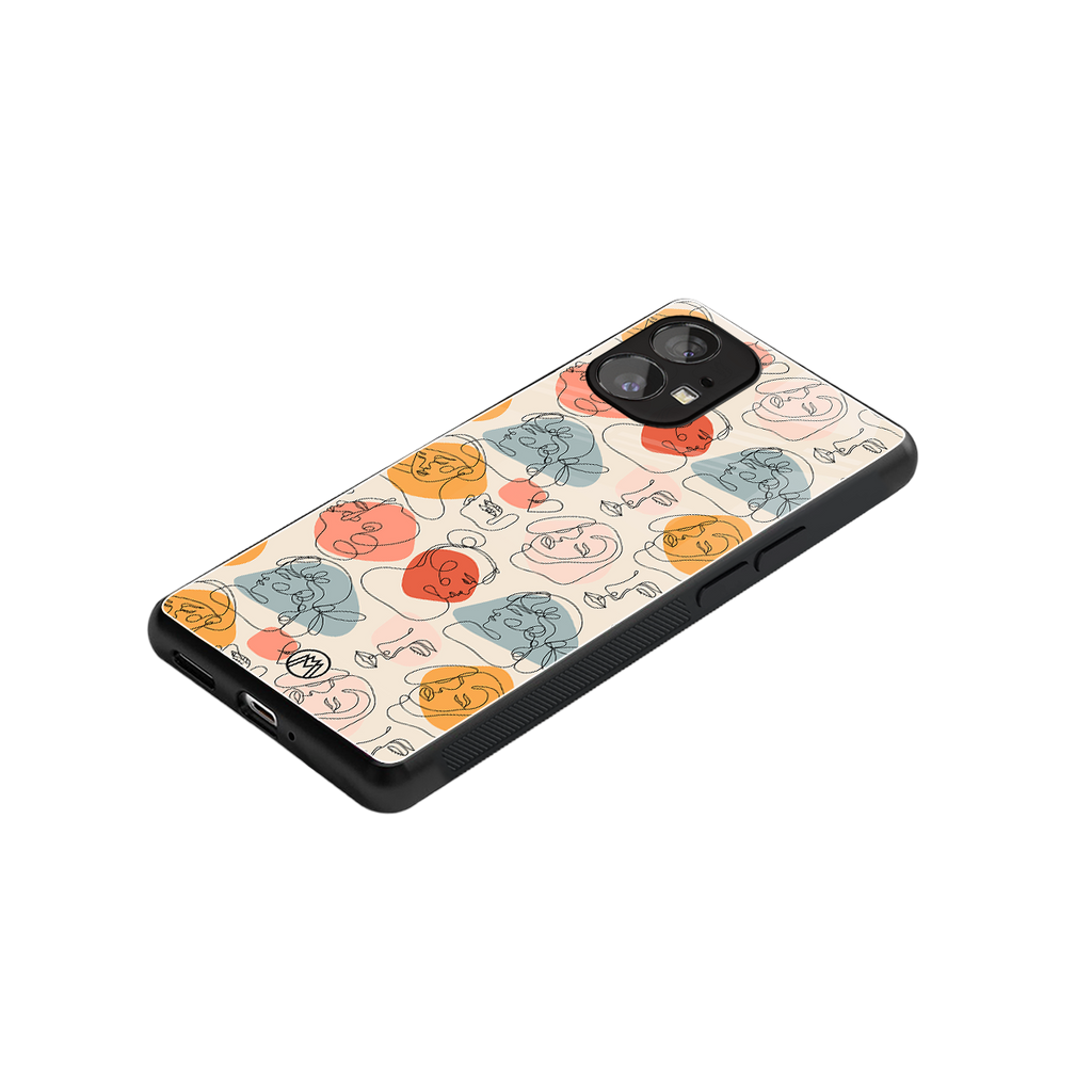 many faces yellow back phone cover | glass case for nothing phone 1