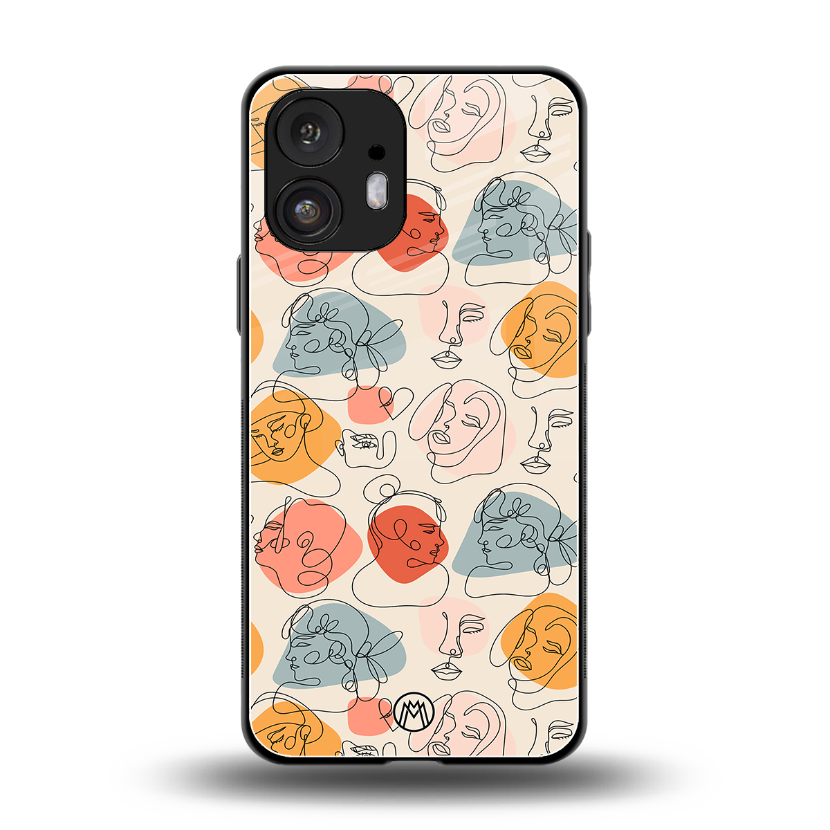 many faces yellow back phone cover | glass case for nothing phone 2