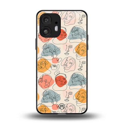 many faces yellow back phone cover | glass case for nothing phone 2
