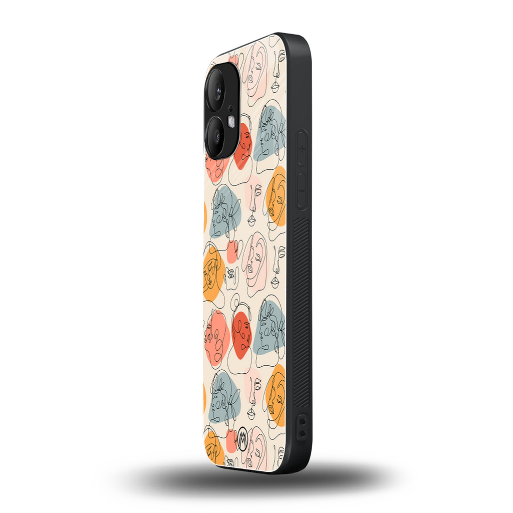 many faces yellow back phone cover | glass case for nothing phone 2