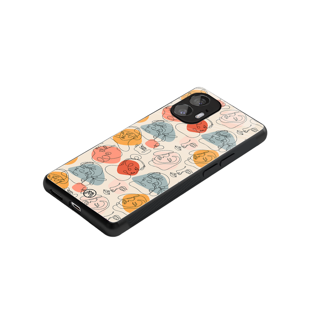 many faces yellow back phone cover | glass case for nothing phone 2