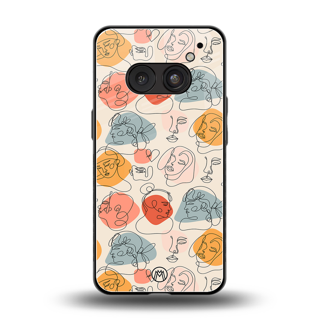 many faces yellow back phone cover | glass case for nothing phone 2a