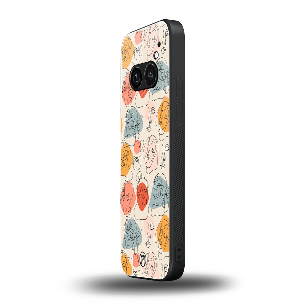 many faces yellow back phone cover | glass case for nothing phone 2a