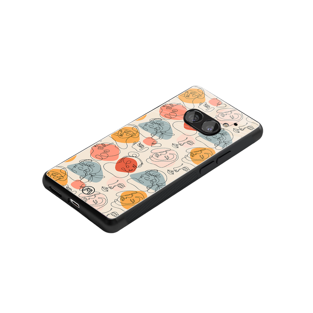 many faces yellow back phone cover | glass case for nothing phone 2a