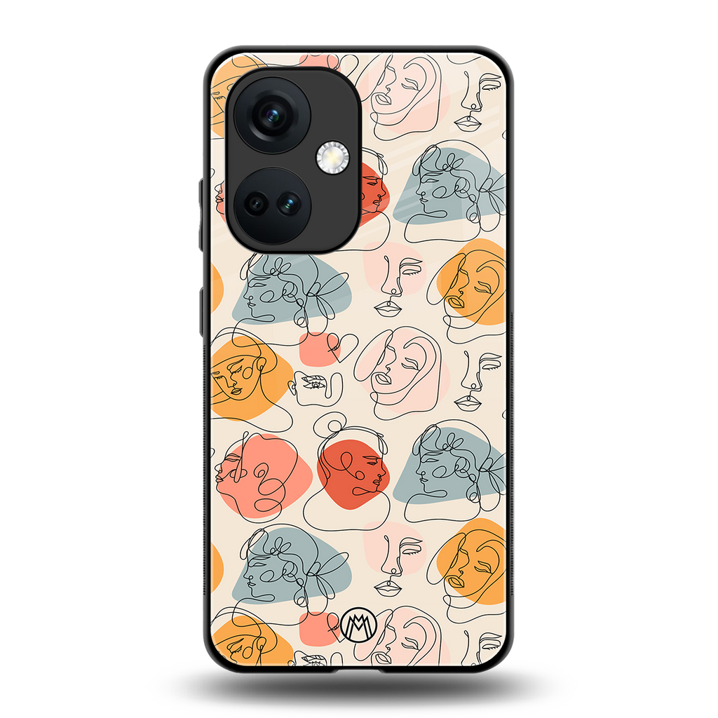 many faces yellow back phone cover | glass case for oneplus nord ce 3