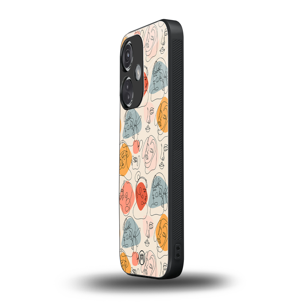 many faces yellow back phone cover | glass case for oneplus nord ce 3