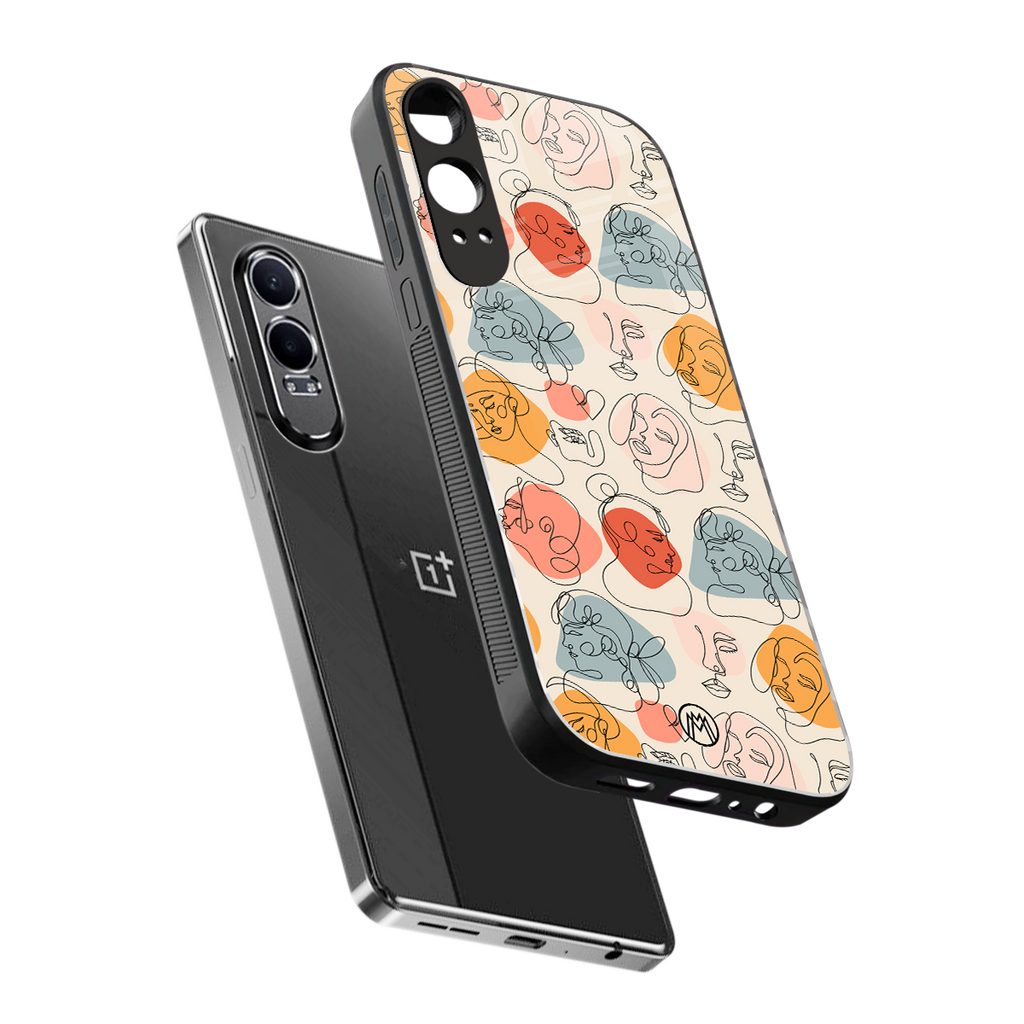 many faces yellow back phone cover | glass case for oneplus nord ce 4 lite