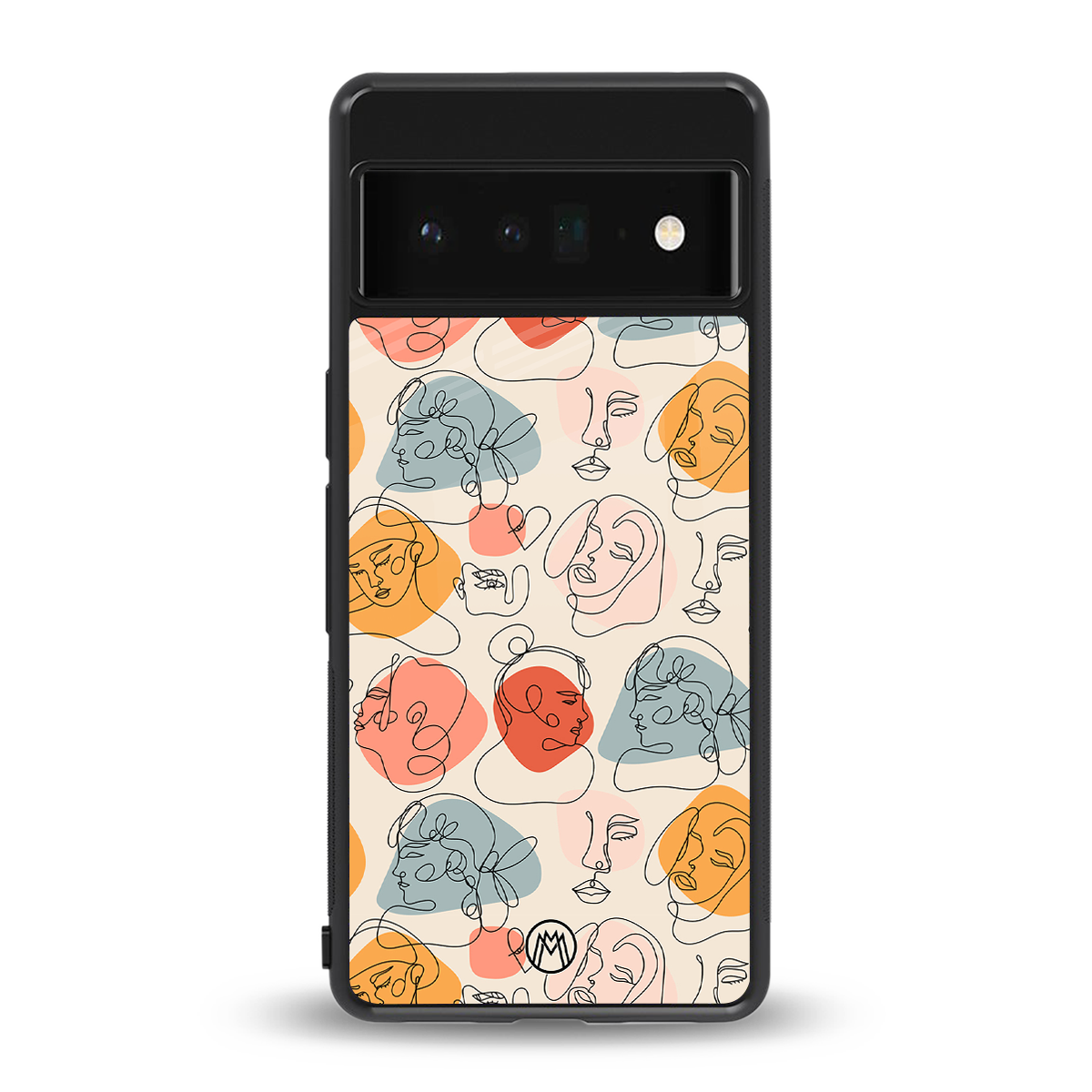 many faces yellow back phone cover | glass case for google pixel 6 pro