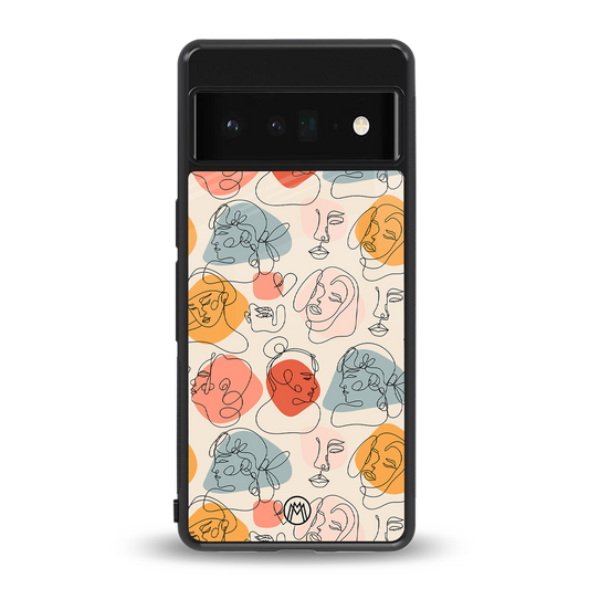 many faces yellow back phone cover | glass case for google pixel 6 pro