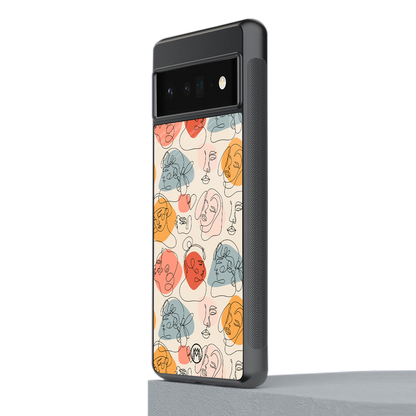 many faces yellow back phone cover | glass case for google pixel 6 pro