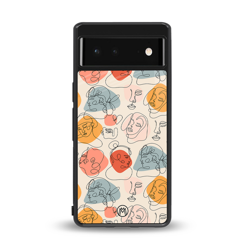 many faces yellow back phone cover | glass case for Google Pixel 6A