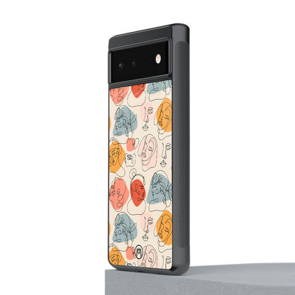 many faces yellow back phone cover | glass case for Google Pixel 6A