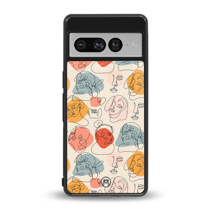 many faces yellow back phone cover | glass case for google pixel 7 pro