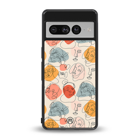 many faces yellow back phone cover | glass case for google pixel 7 pro