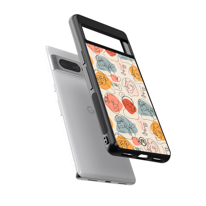 many faces yellow back phone cover | glass case for google pixel 7 pro
