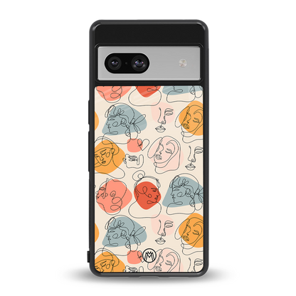 many faces yellow back phone cover | glass case for Google Pixel 7A