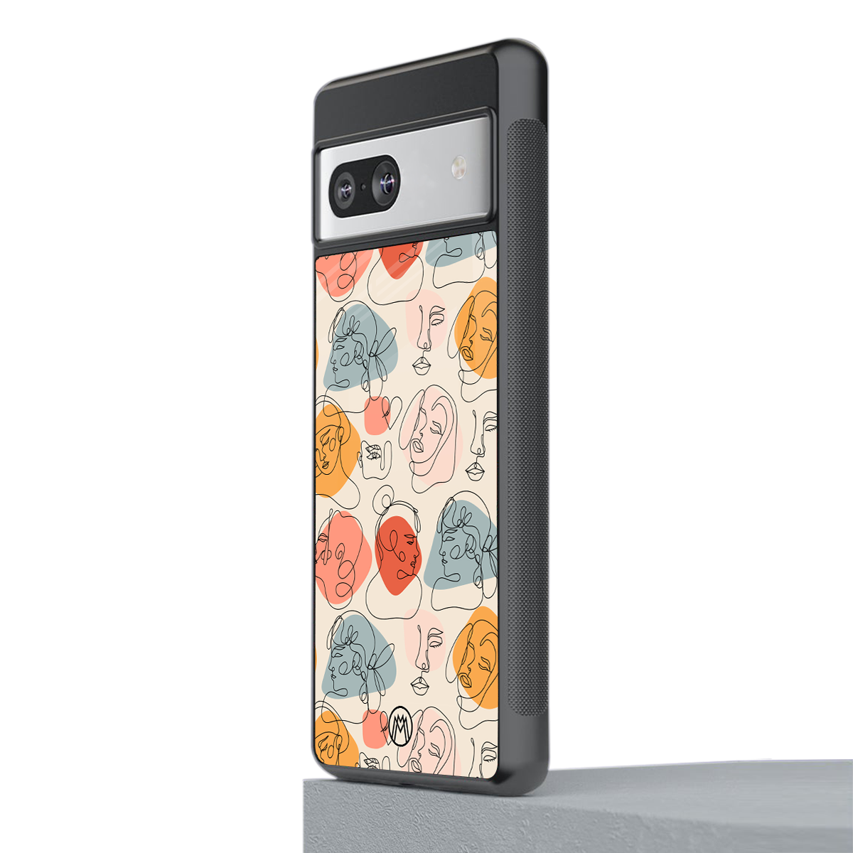 many faces yellow back phone cover | glass case for Google Pixel 7A