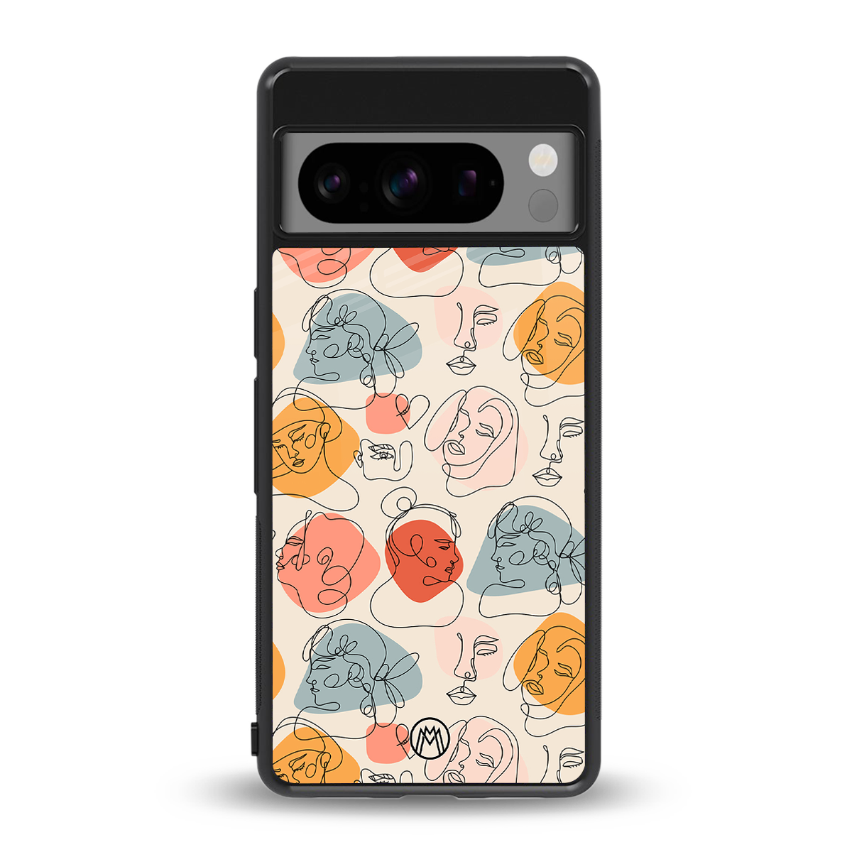 many faces yellow back phone cover | glass case for google pixel 8 pro