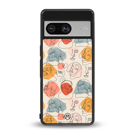 many faces yellow back phone cover | glass case for Google Pixel 8