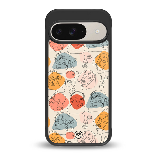 many faces yellow back phone cover | glass case for google pixel 9