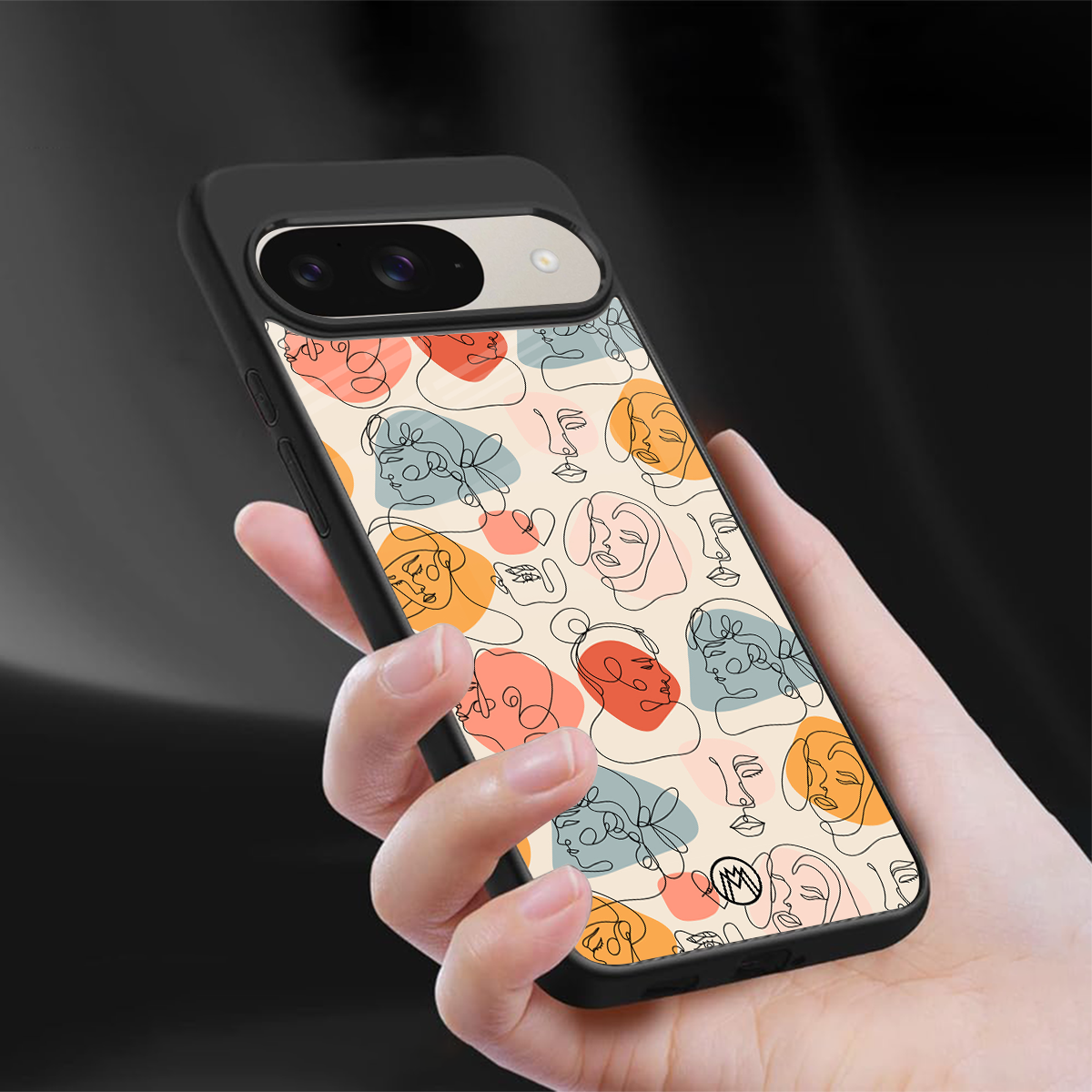 many faces yellow back phone cover | glass case for google pixel 9