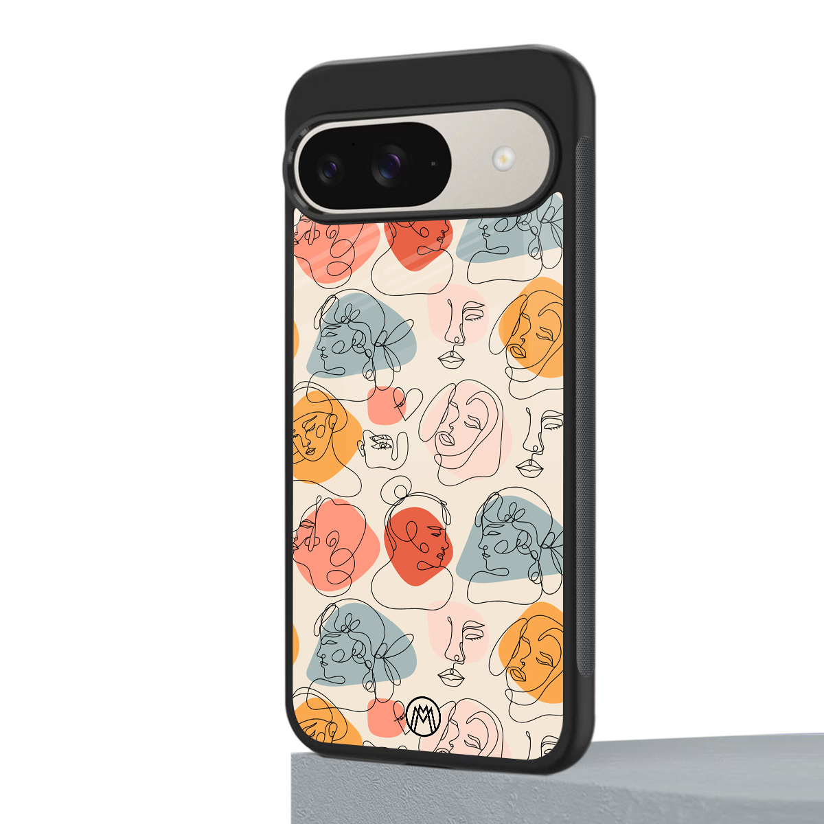 many faces yellow back phone cover | glass case for google pixel 9