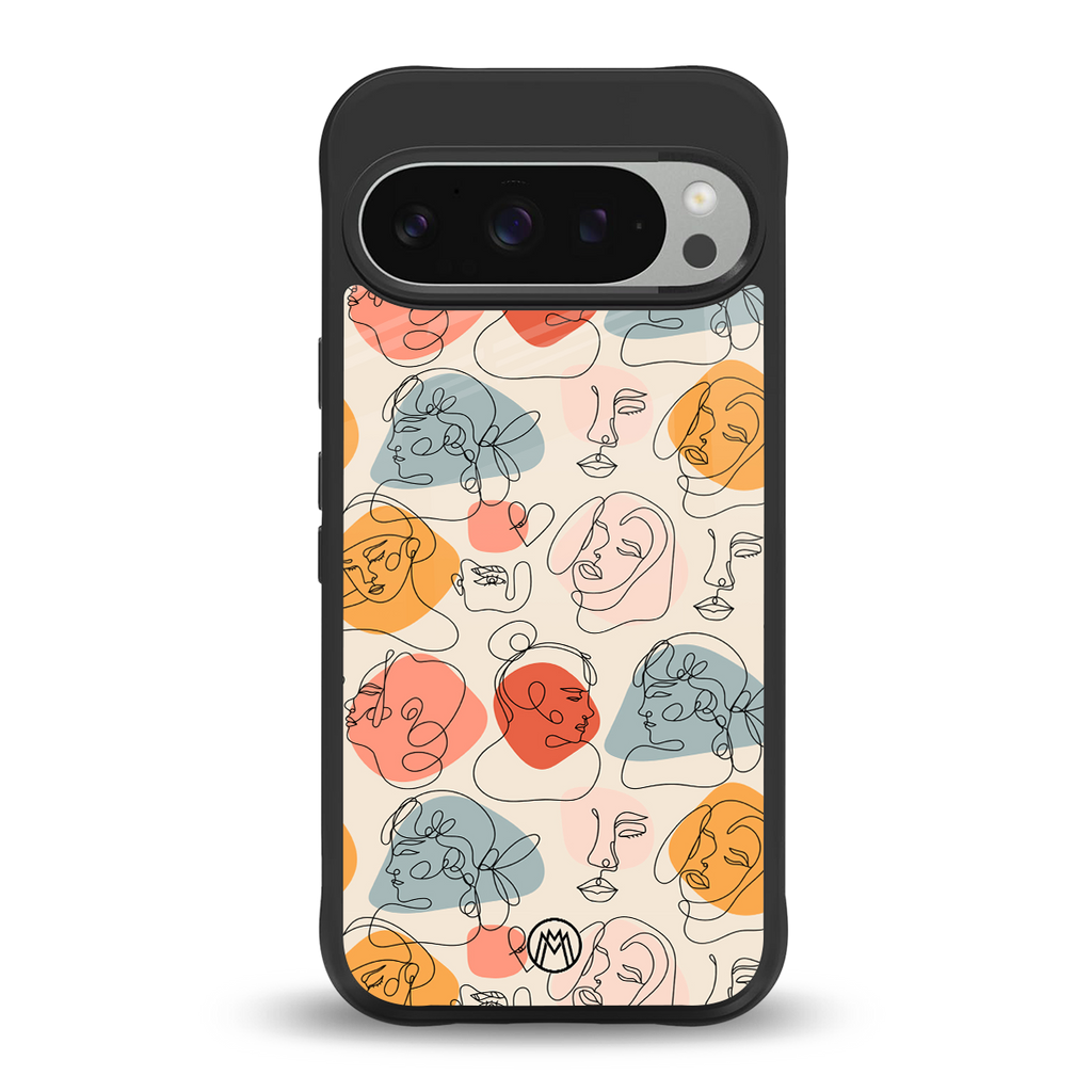 many faces yellow back phone cover | glass case for google pixel 9 pro