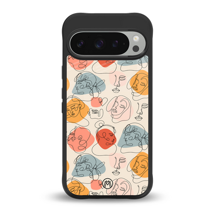 many faces yellow back phone cover | glass case for google pixel 9 pro