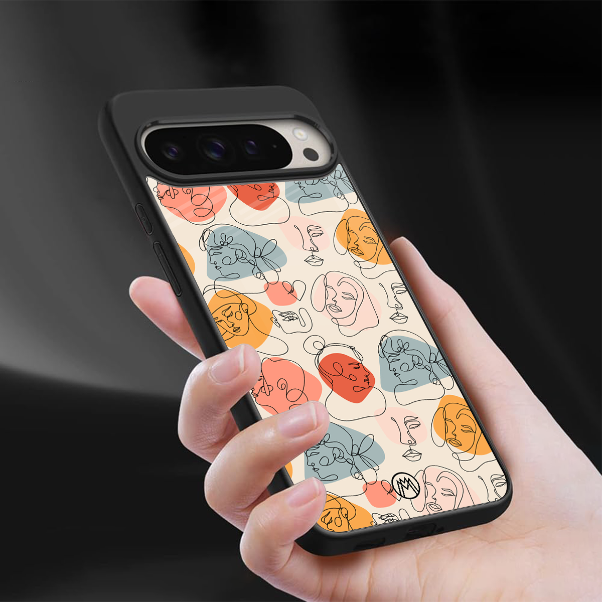 many faces yellow back phone cover | glass case for google pixel 9 pro xl