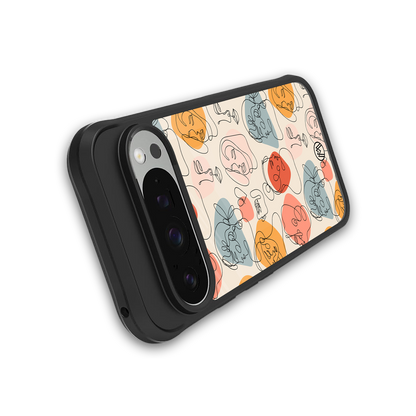 many faces yellow back phone cover | glass case for google pixel 9 pro