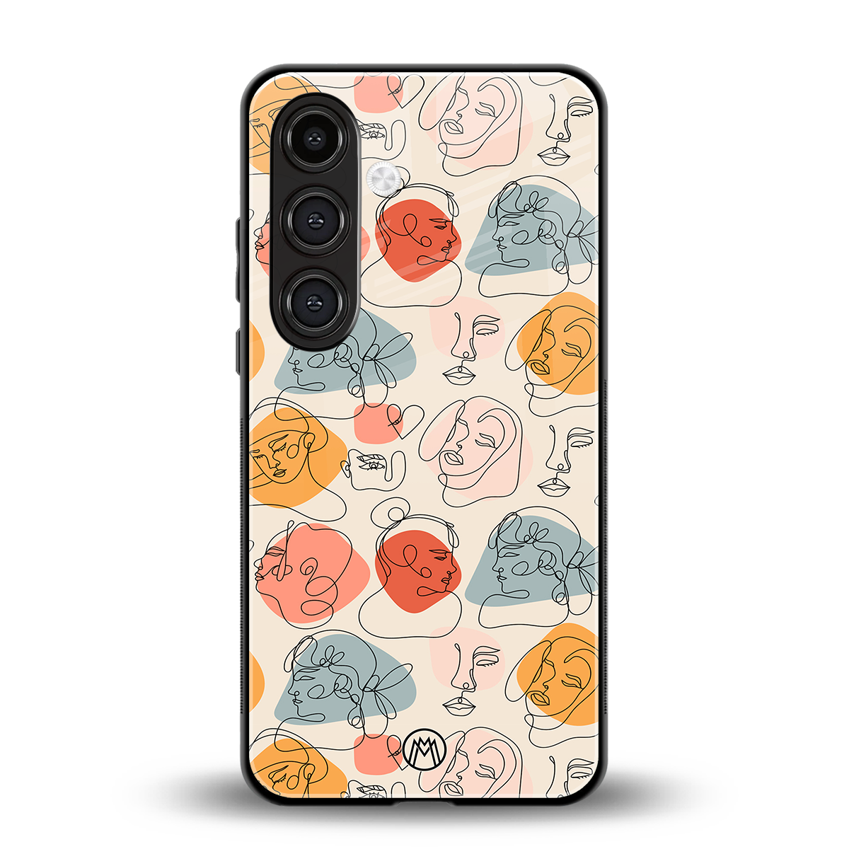 many faces yellow back phone cover | glass case for samsung galaxy s24