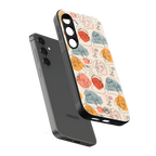 many faces yellow back phone cover | glass case for samsung galaxy s24